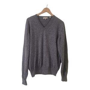 Peter Millar 100% Cashmere V-Neck Sweater Gray Size Xl Luxe Soft Knit Pullove